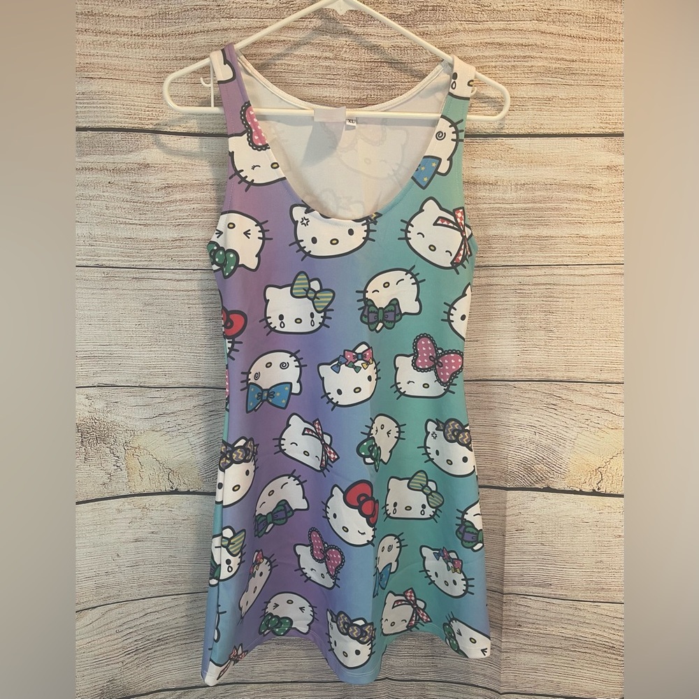 💕RARE Awesome colorful Japanla all the bows sanrio hello kitty sleeveless dress